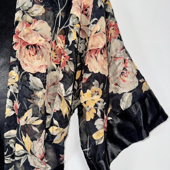 VTG 70’s L.A. Intimates Floral Satin Brocade Kimono Robe - M - Picture 4 of 7